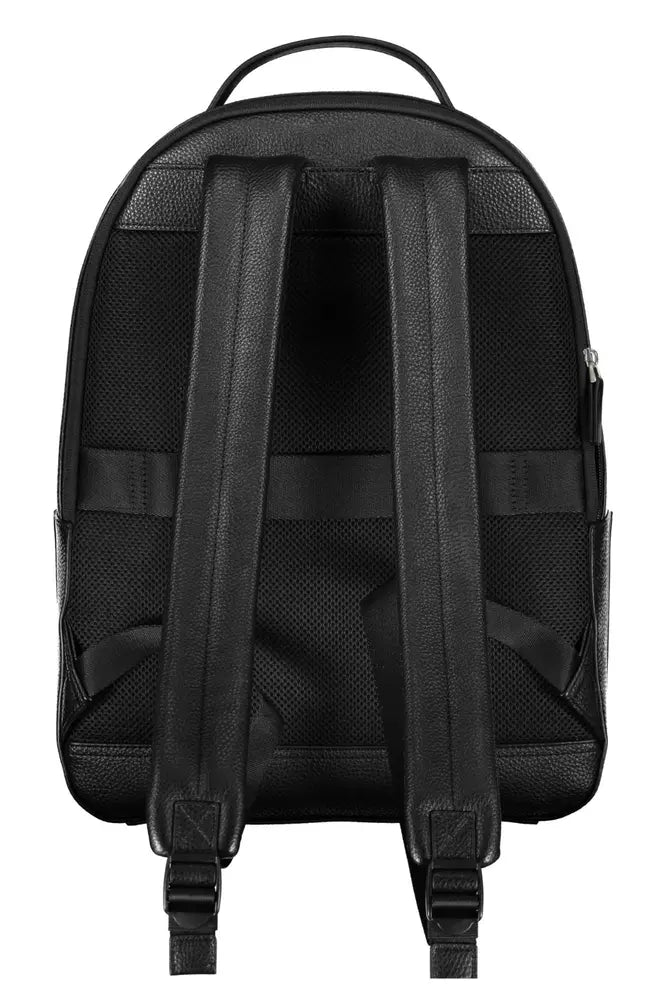 Black Polyethylene Men Backpack