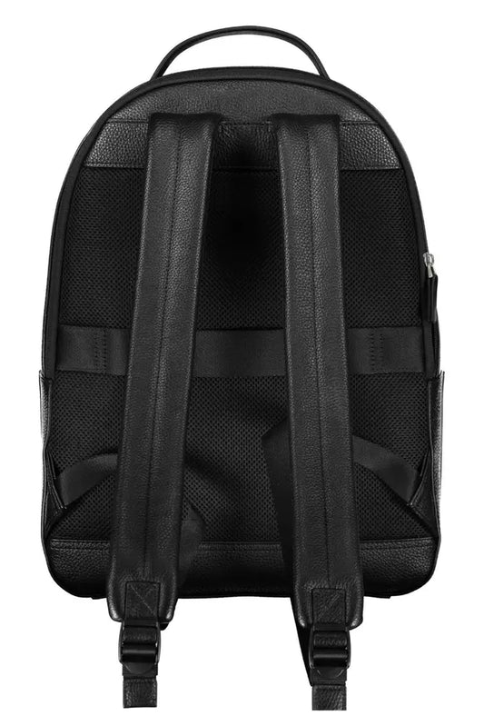 Black Polyethylene Men Backpack