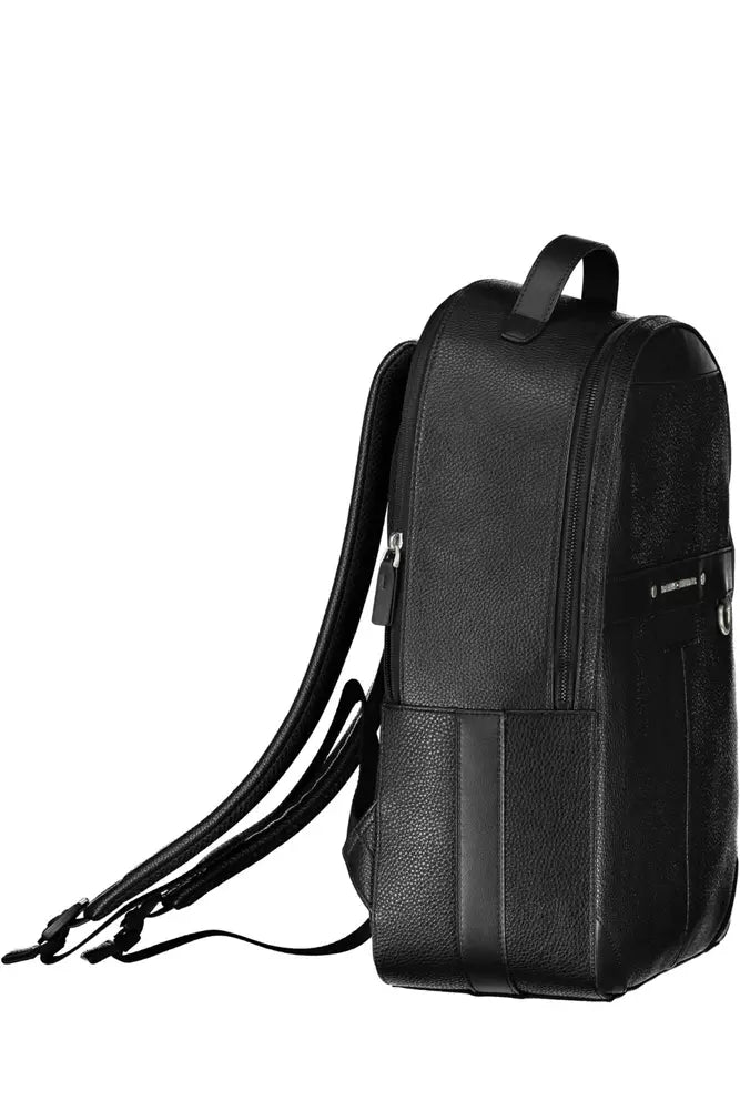 Black Polyethylene Men Backpack