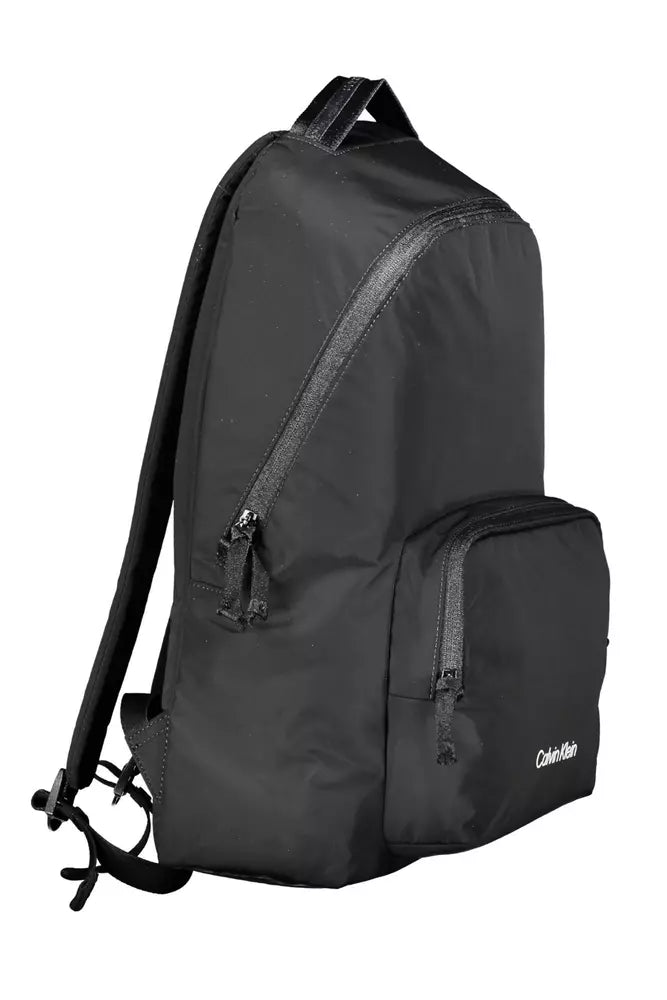 Black Polyester Men Backpack