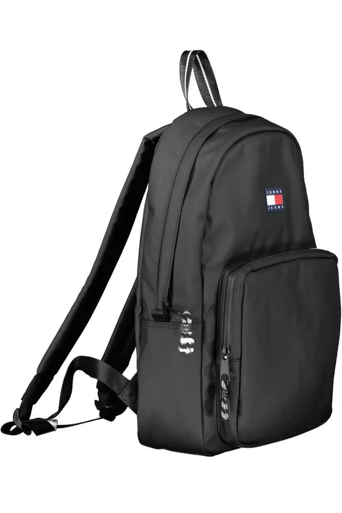 Black Polyester Men Backpack