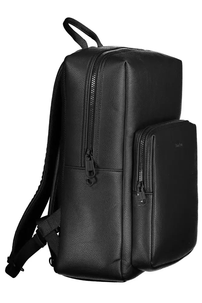 Black Polyester Men Backpack