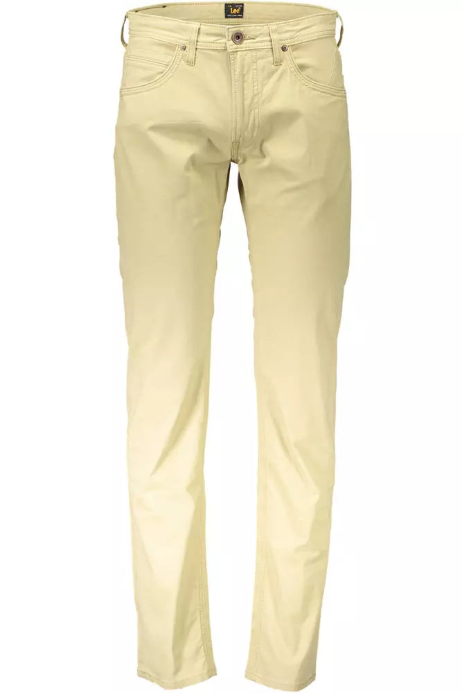 Beige Cotton Men Trouser