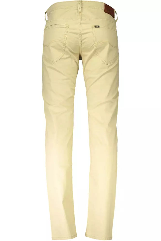 Beige Cotton Men Trouser