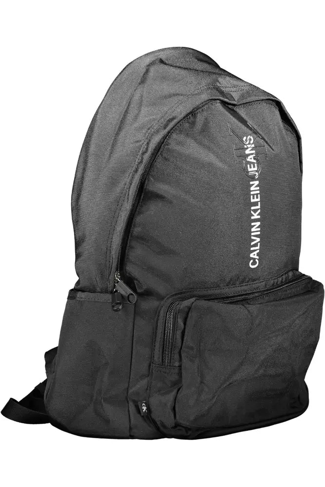 Black Polyester Men Backpack