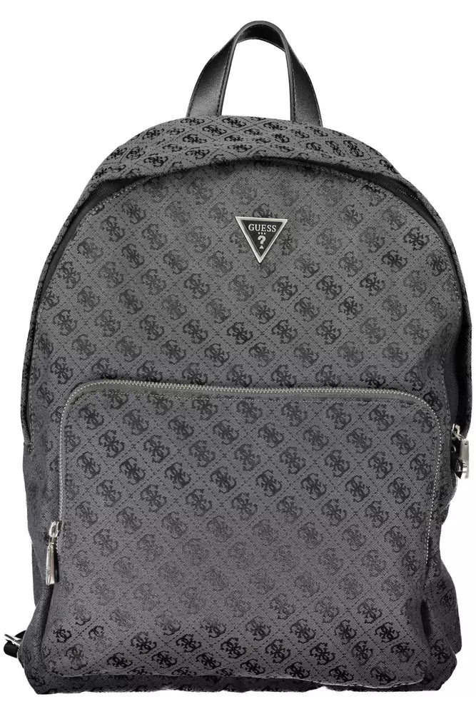 Black Polyester Men Backpack