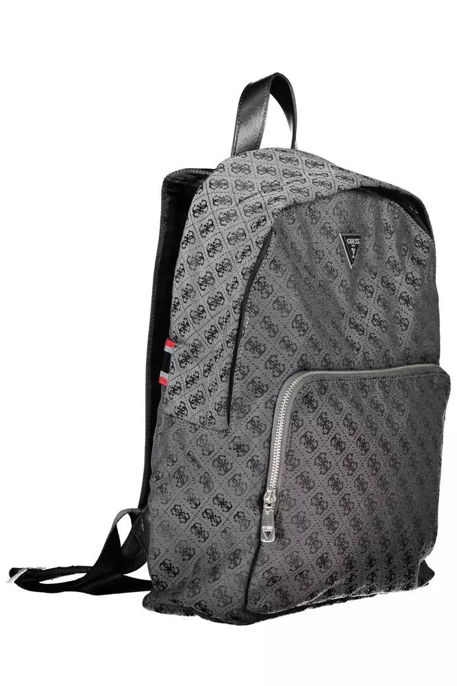 Black Polyester Men Backpack