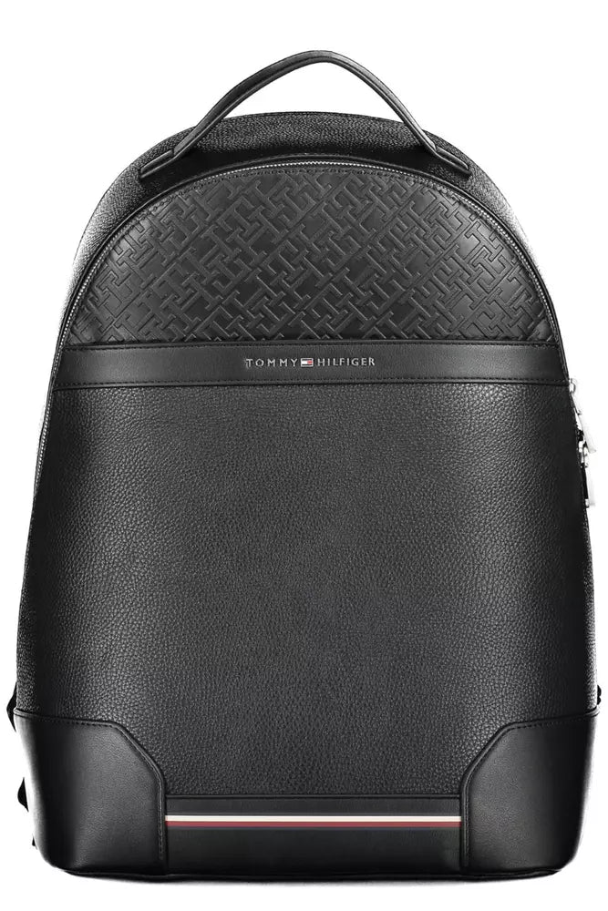 Black Polyethylene Men Backpack