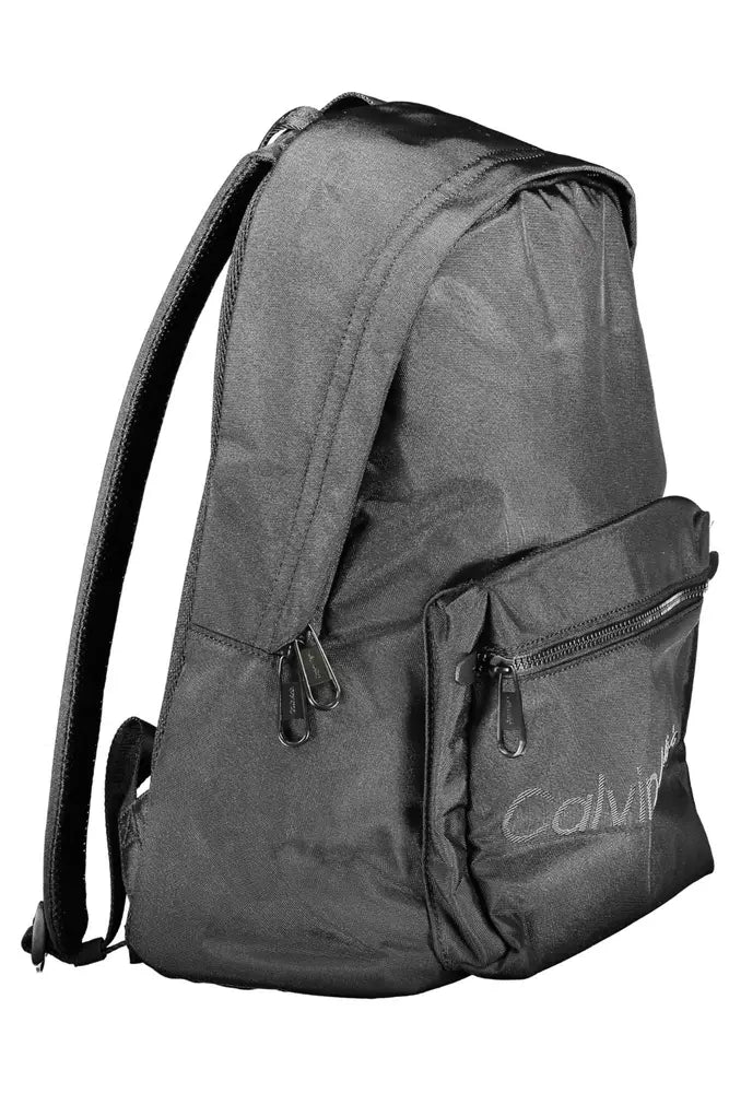Black Polyester Men Backpack