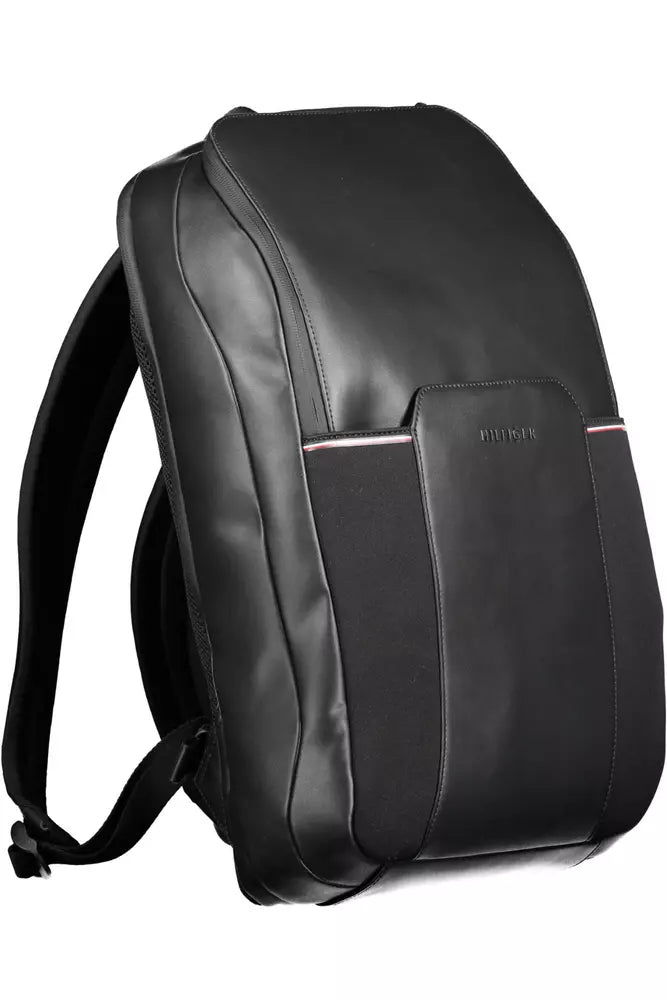 Black Polyester Men Backpack