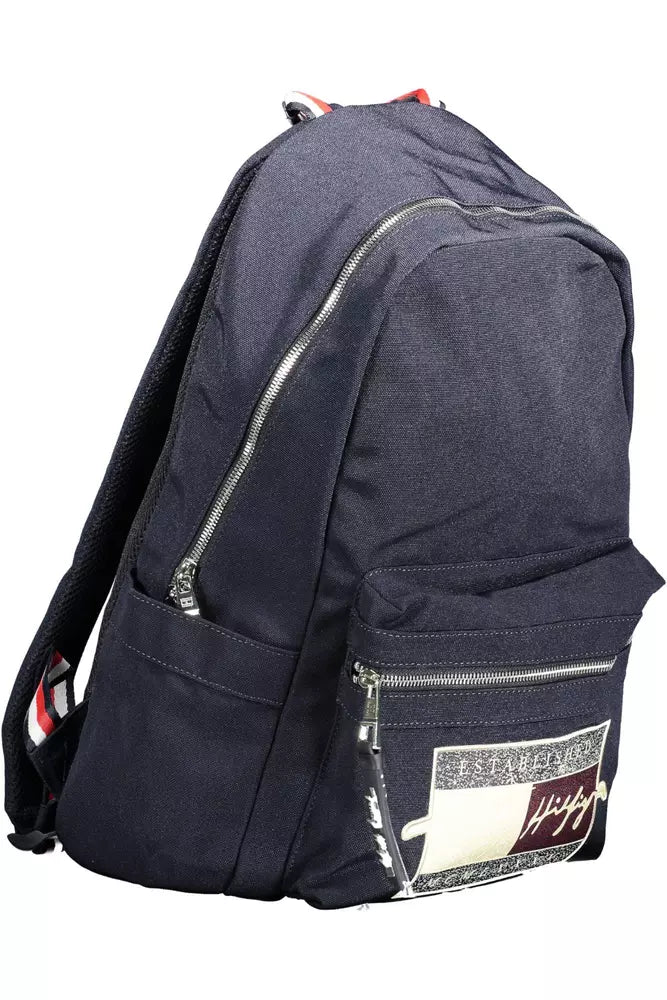 Blue Polyester Men Backpack