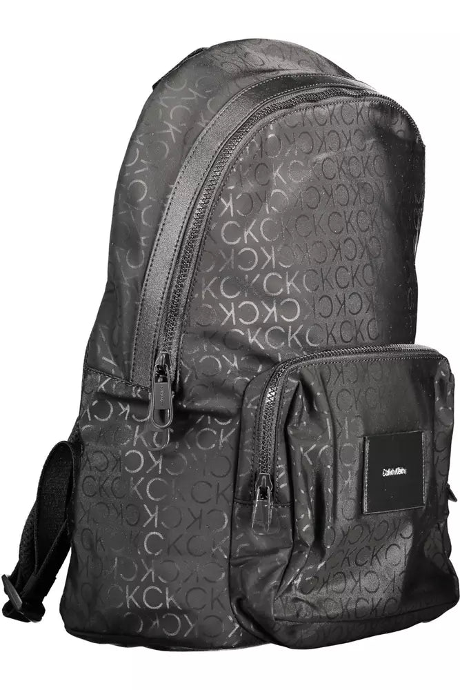 Black Polyester Men Backpack