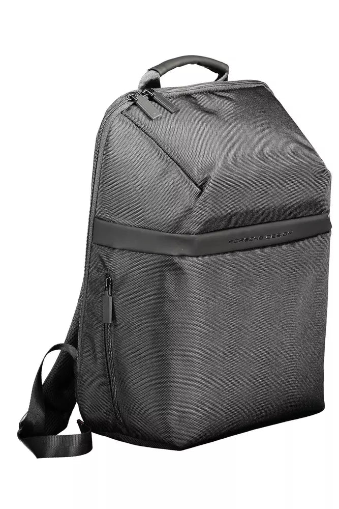 Black Polyester Men Backpack