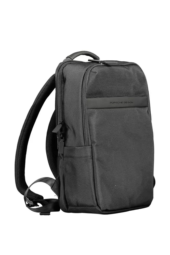 Black Polyester Men Backpack