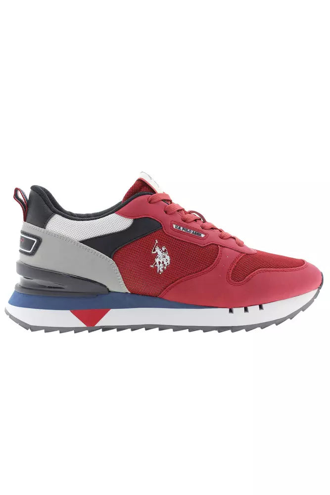 Red Polyester Men Sneaker
