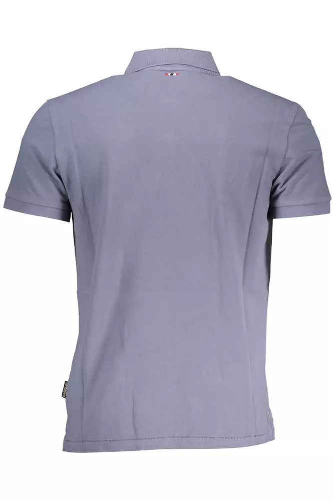 Blue Cotton Men Polo