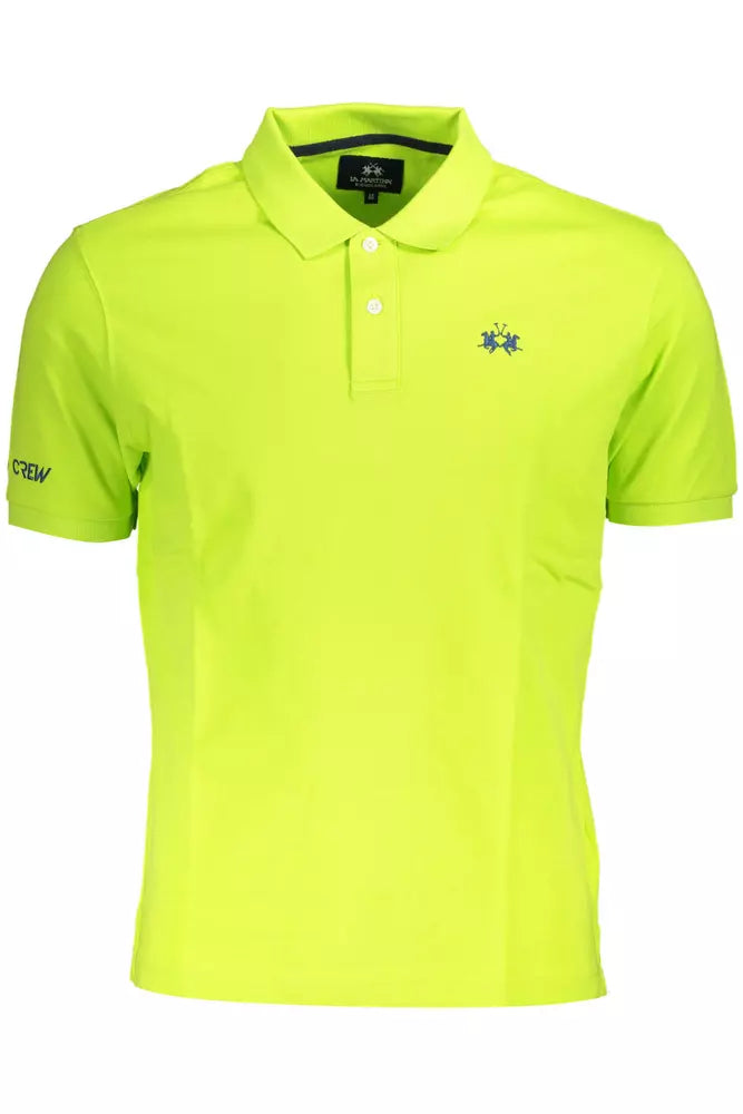 Green Cotton Men Polo Shirt