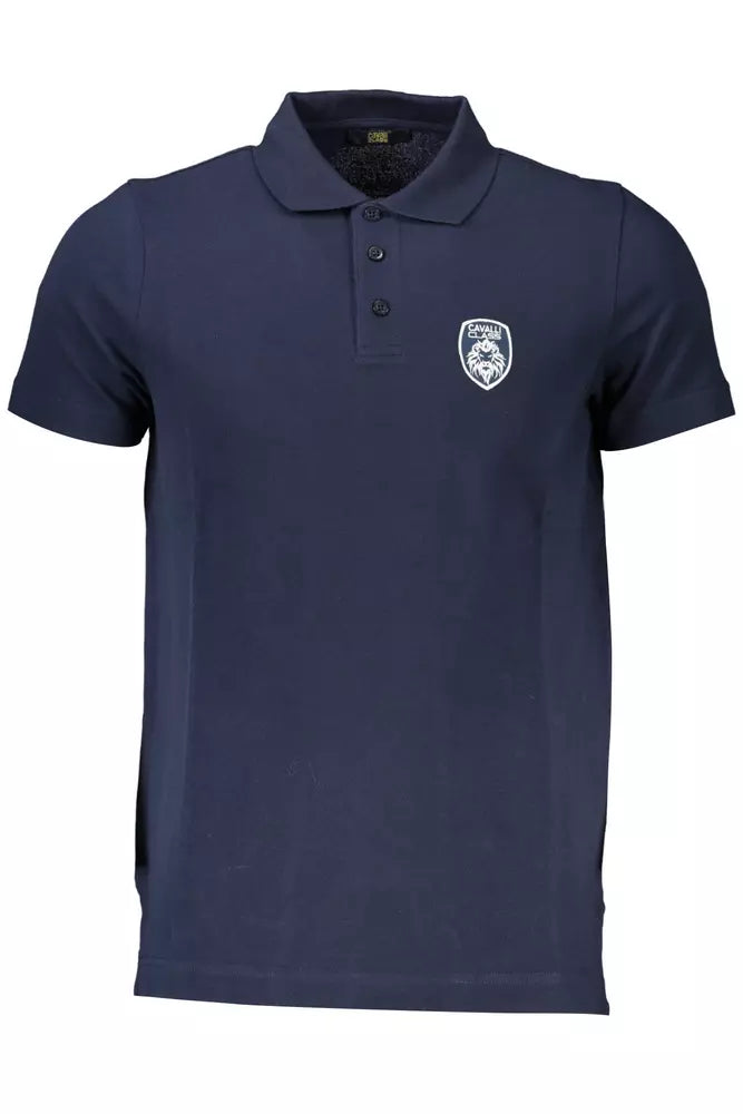 Blue Cotton Men Polo Shirt