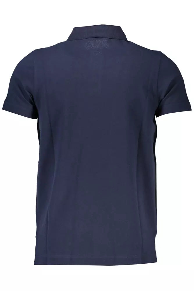 Blue Cotton Men Polo Shirt