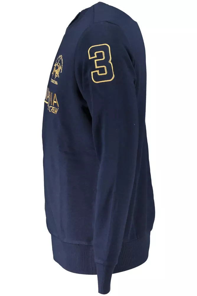 Blue Cotton Men Sweater