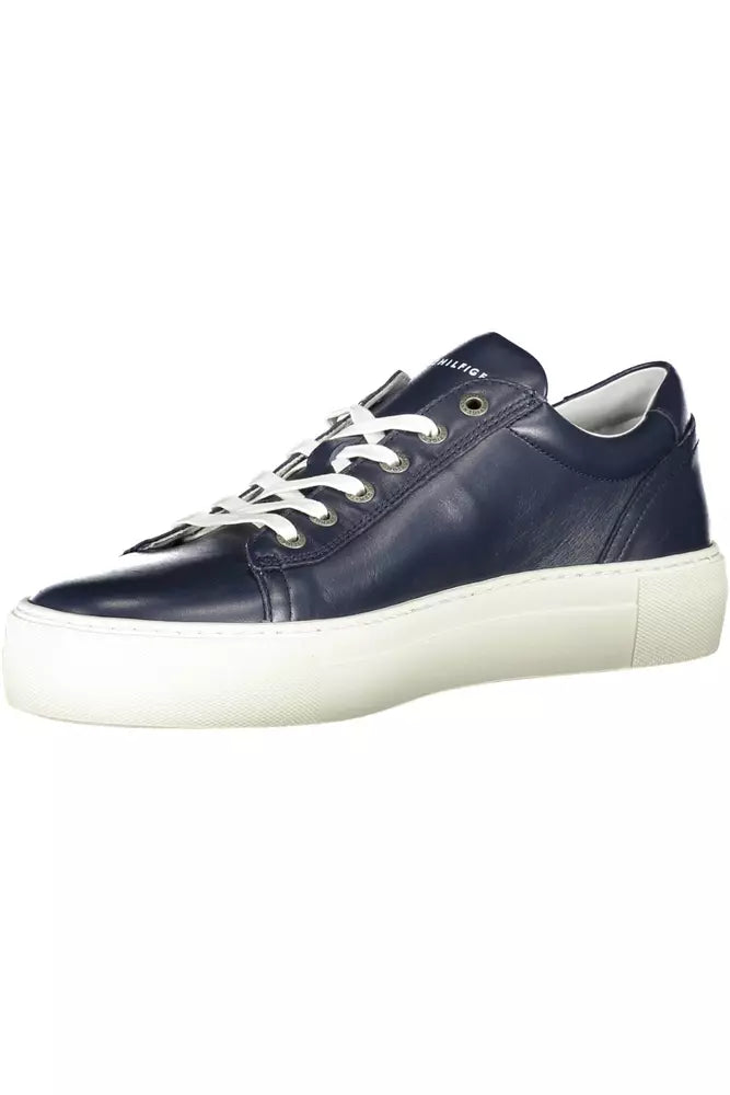 Blue Leather Men Sneaker