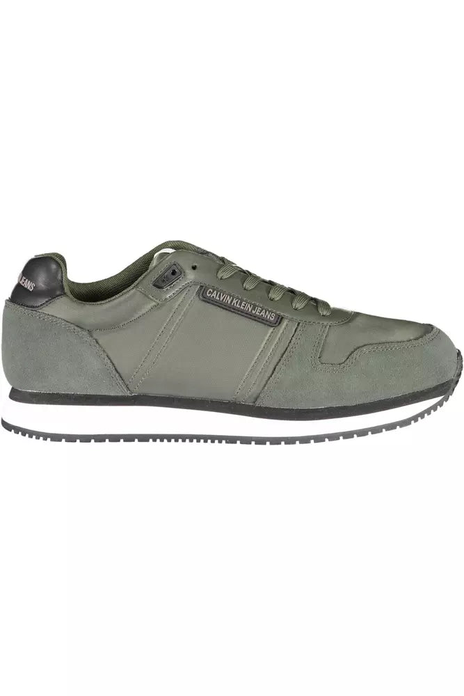 Green Polyester Men Sneaker