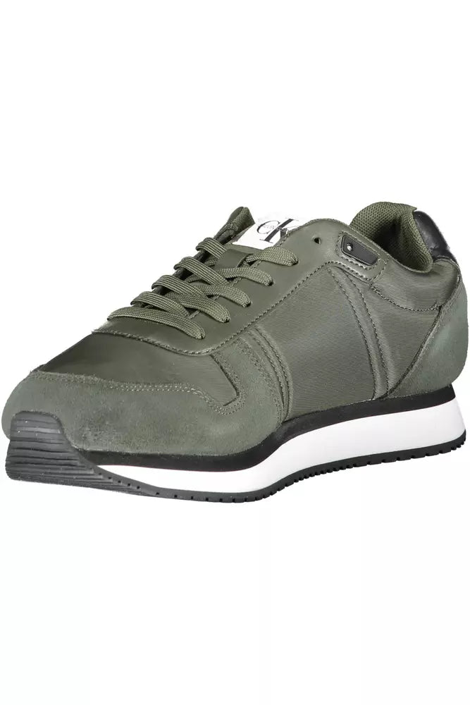 Green Polyester Men Sneaker