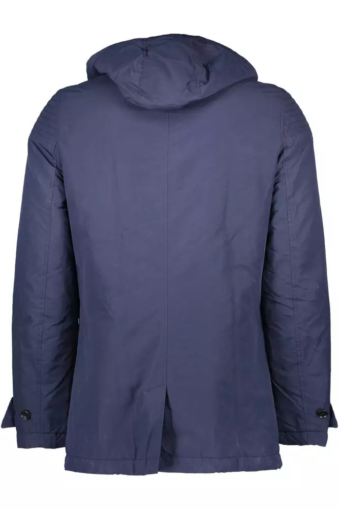 Blue Cotton Men Jacket
