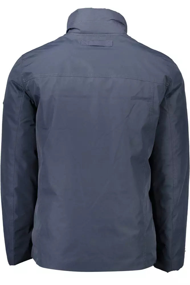 Blue Polyester Men Jacket