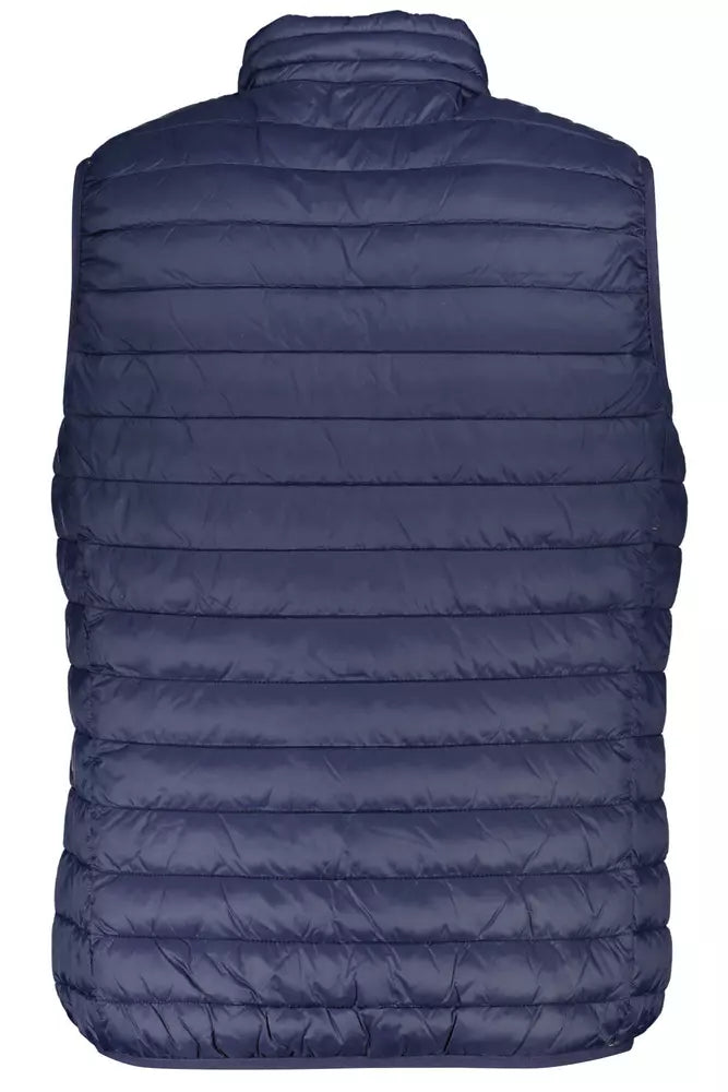 Blue Polyester Men Sleeveless Jacket