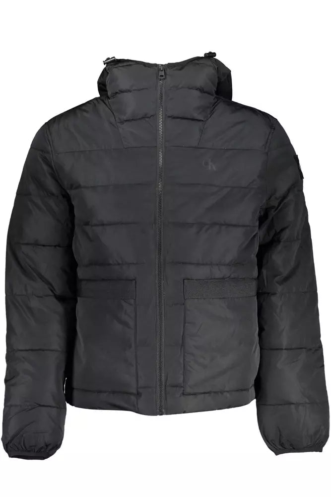 Black Polyester Men Jacket