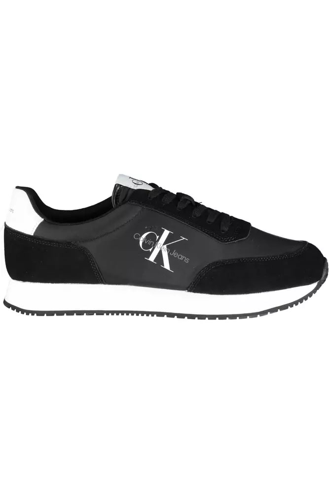 Black Polyester Men Sneaker