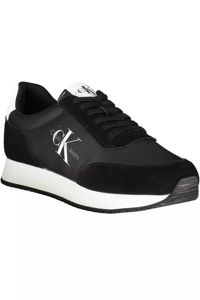Black Polyester Men Sneaker