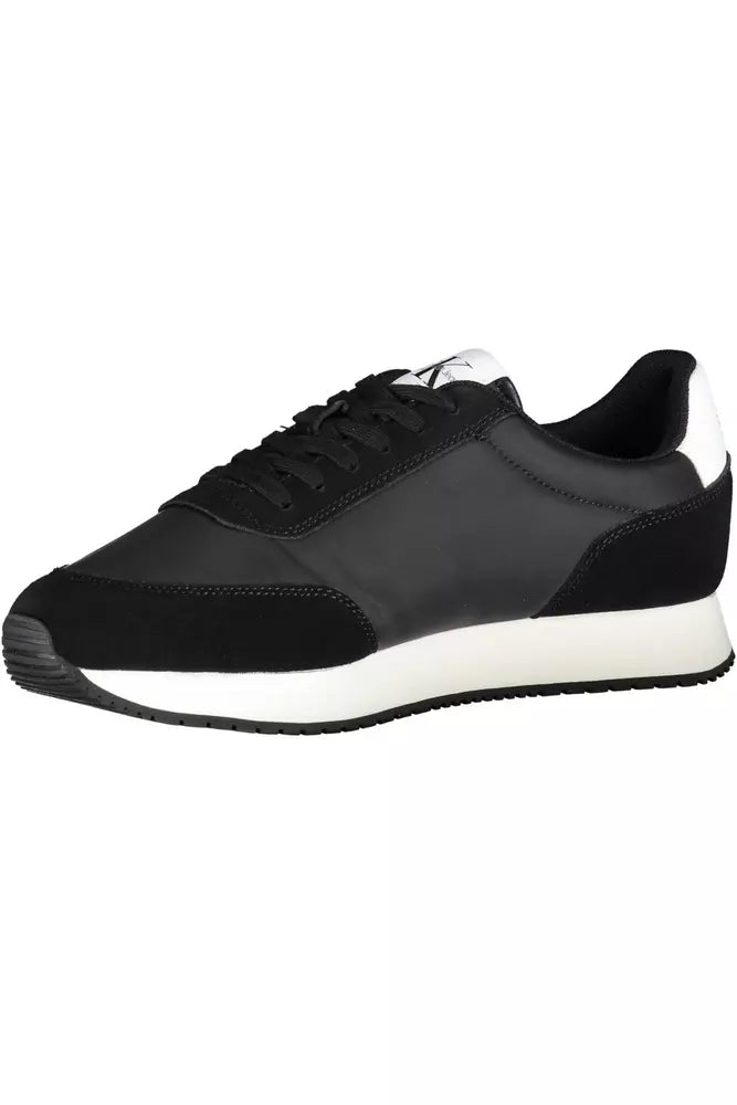 Black Polyester Men Sneaker