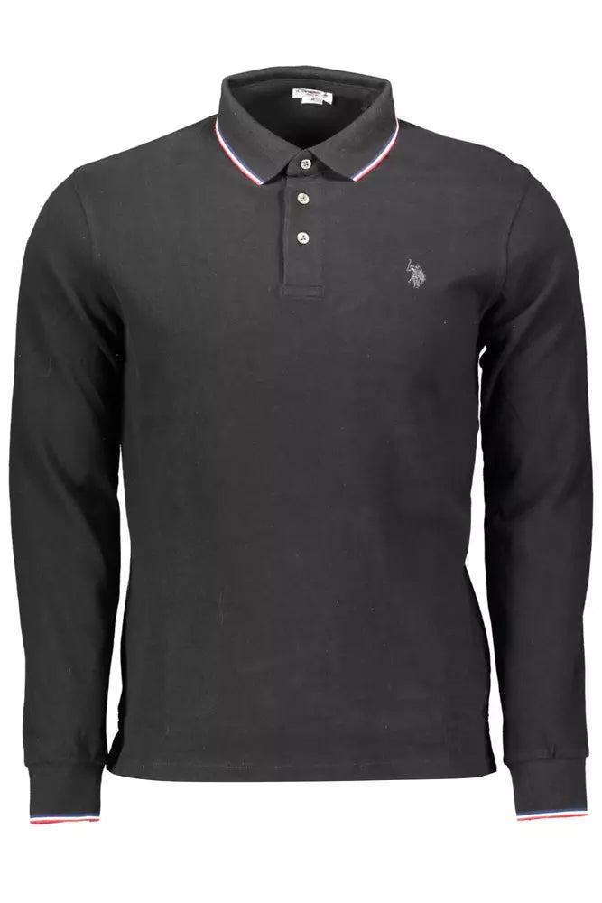 Black Cotton Men Polo Shirt