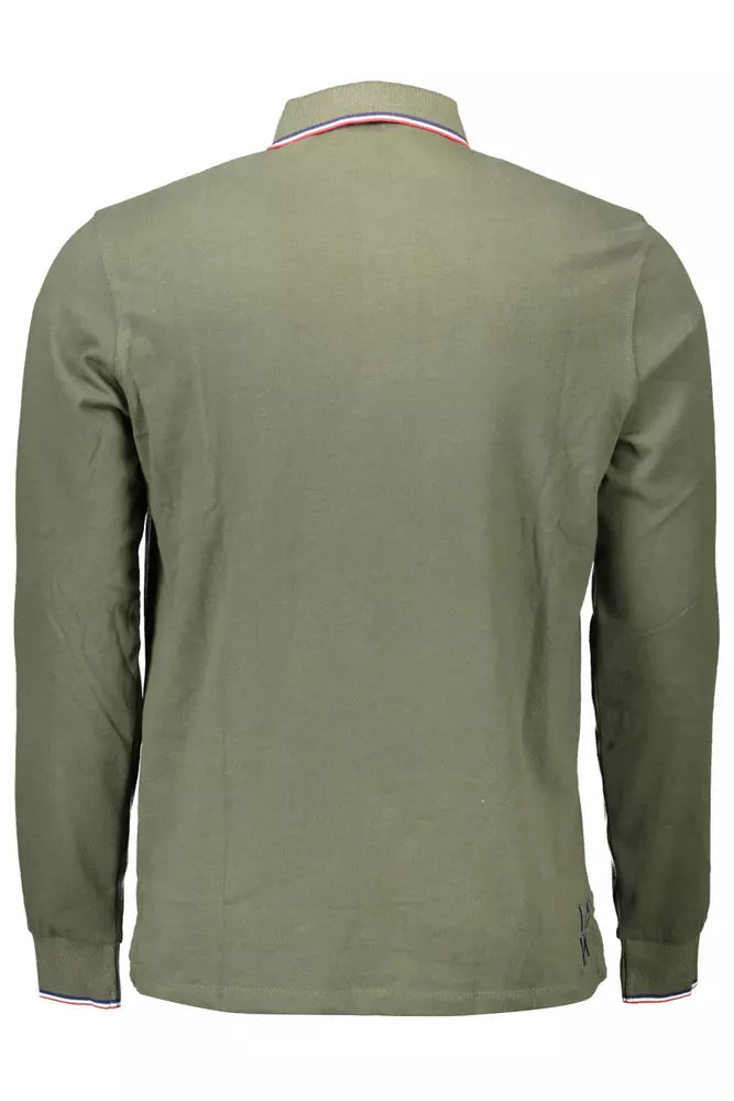Green Cotton Men Polo Shirt