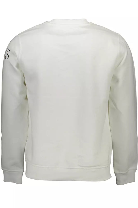 "White Cotton Men Sweater with Contrasting Details"