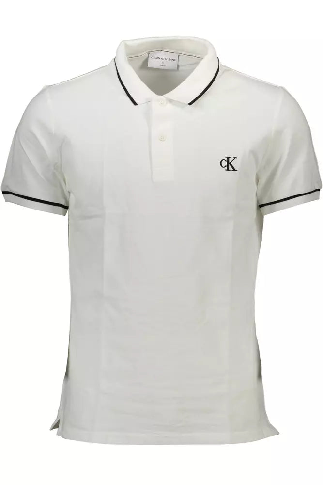White Cotton Men Polo Shirt