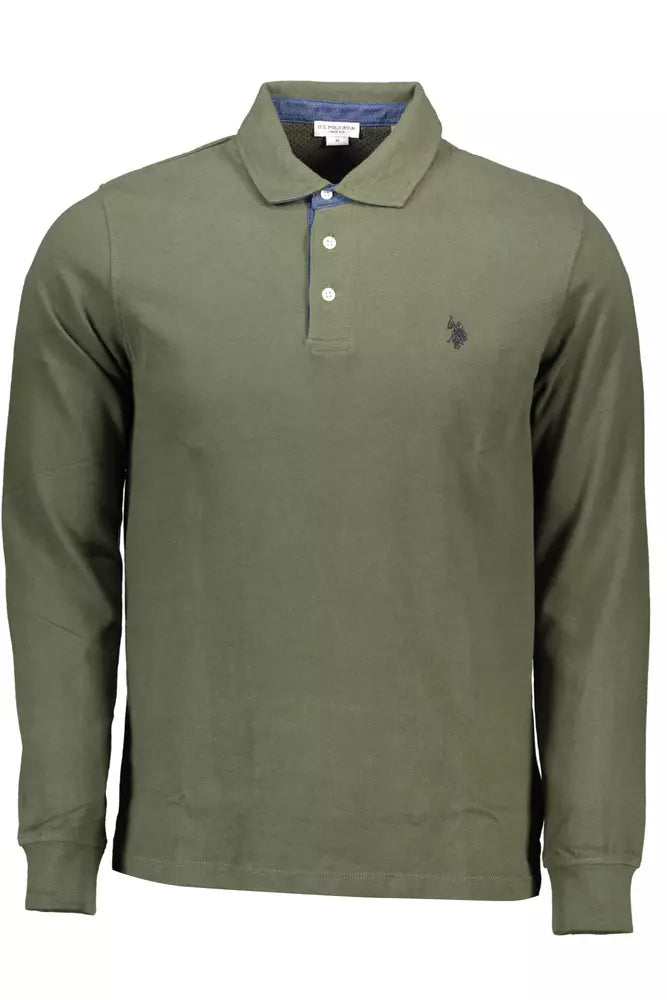 Green Cotton Men Polo Shirt