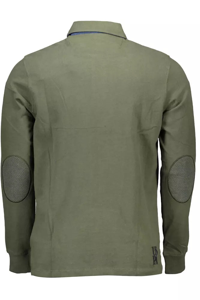 Green Cotton Men Polo Shirt