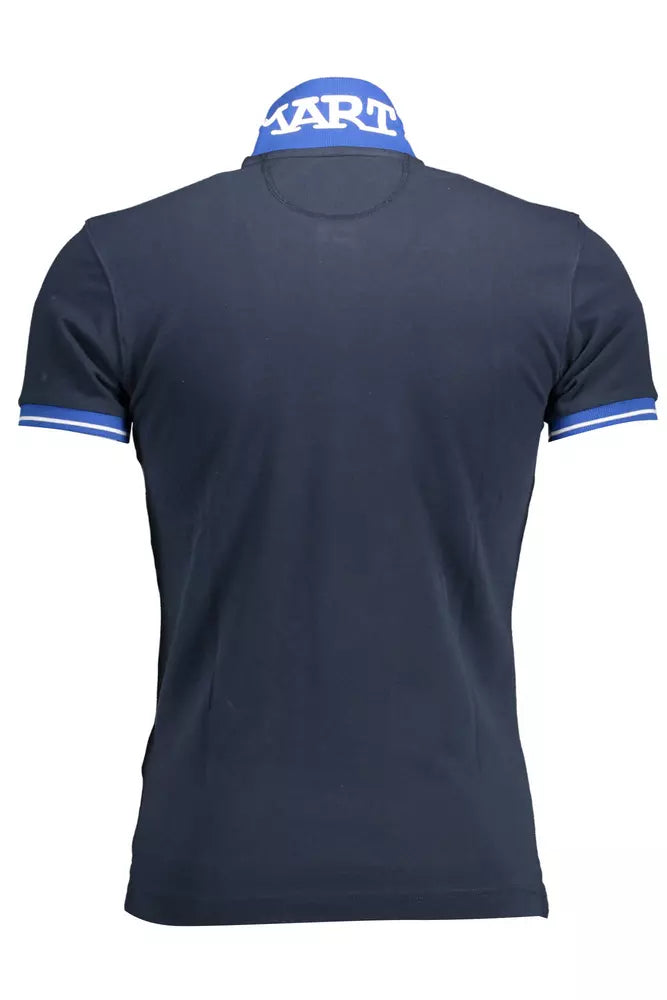 Blue Cotton Men Polo Shirt