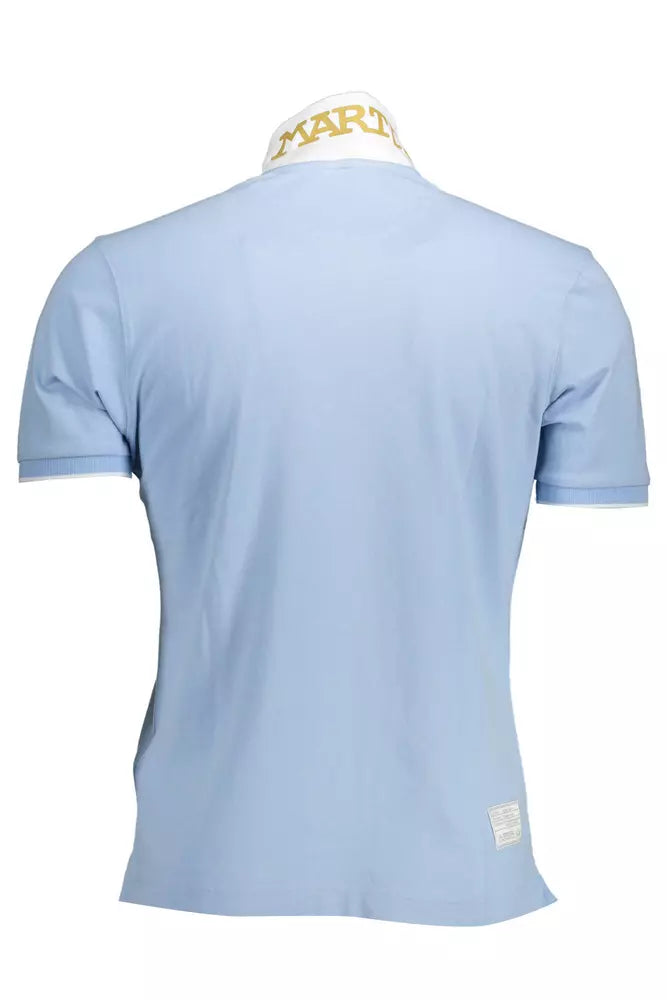 Light Blue Cotton Men Polo Shirt