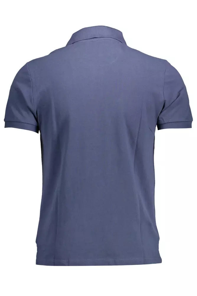Blue Cotton Men Polo Shirt