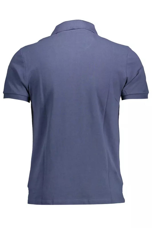 Blue Cotton Men Polo Shirt