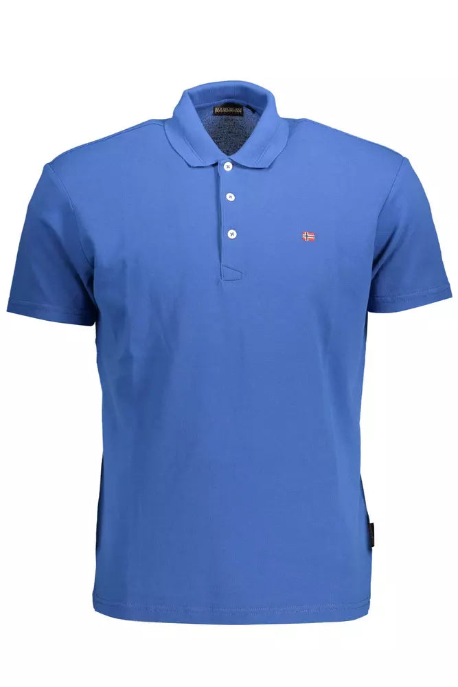 Blue Cotton Men Polo Shirt