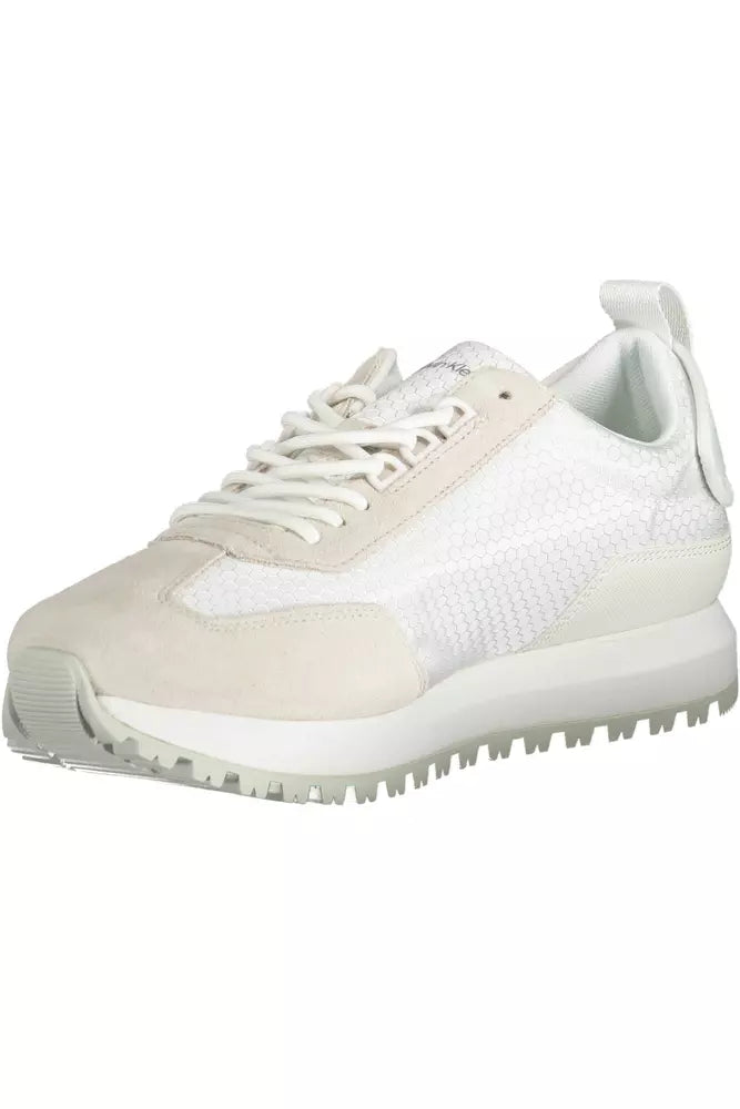 White Polyester Men Sneaker