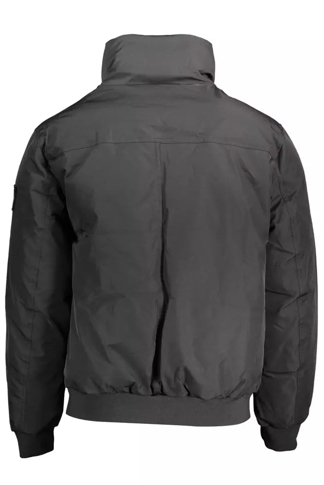Black Polyester Men Jacket