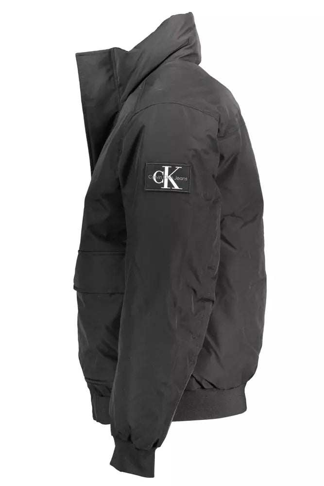 Black Polyester Men Jacket