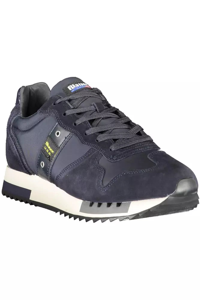 Blue Leather Men Sneaker