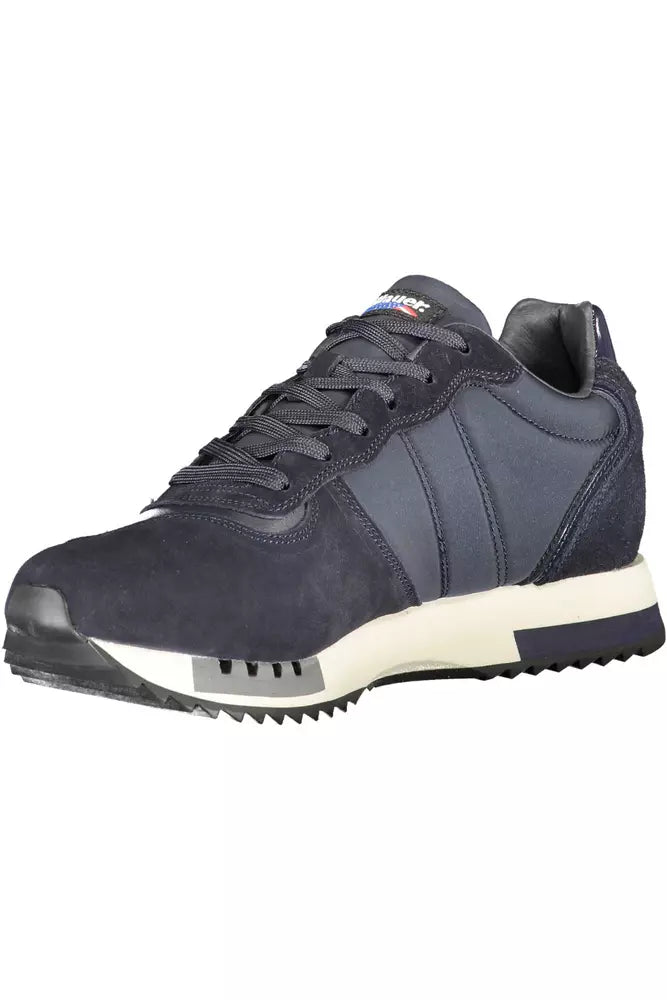 Blue Leather Men Sneaker